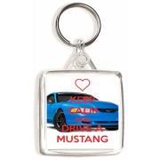 Keep Calm and Drive a Mustang - Square Keyring
