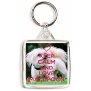 Keep Calm and Love Maltipoos - Square Keyring