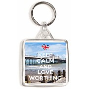 Keep Calm and Love Worthing - Square Keyring