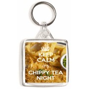 Keep Calm It's Chippy Tea Night - Square Keyring