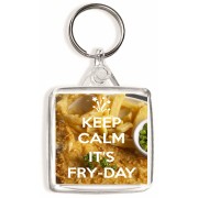Keep Calm It's Fry-Day - Square Keyring
