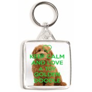 Keep Calm and Love a Toy Golden Doodle - Square Keyring