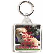 Keep Calm and Love a Lhasa Poo - Square Keyring