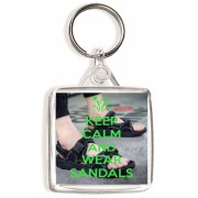 Keep Calm and Wear Sandals - Square Keyring
