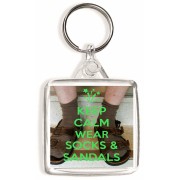Keep Calm Wear Socks & Sandals - Square Keyring
