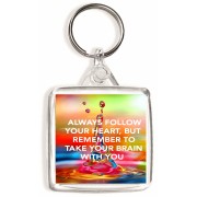 Always Follow your Heart, But remember to Take your Brain with You - Square Keyring