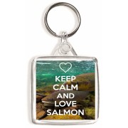 Keep Calm and Love Salmon - Square Keyring