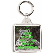 Keep Calm and Love Snow Leopards - Square Keyring