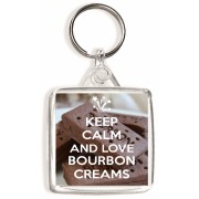 Keep Calm and Love Bourbon Creams - Square Keyring